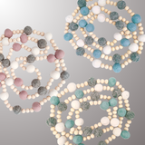 Wooden bead & pom pom garland - nursery bunting