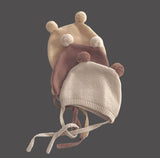 Earthy winter knit baby beanie with chin straps - signature collection