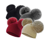 Kids / babies double pom pom fluffy beanie