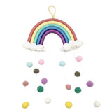 Macrame Rainbow Pom Pom cot mobile - nursery decor