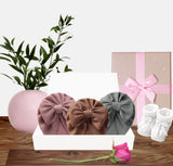 Textured bow knot baby turban hats