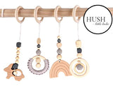 Wooden hanging baby toy sets GREY SKIES (4 piece)