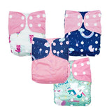 Cloth nappy & insert bundle (4 nappies & 4 bamboo charcoal inserts) in MYSTICAL PINK