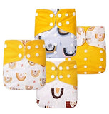 Cloth nappy & insert bundle (4 nappies & 4 bamboo charcoal inserts) in YELLOW BOHO ILLUSION