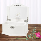 Medium wind-up musical ballerina jewellery box & key (Swan Lake) - WHITE