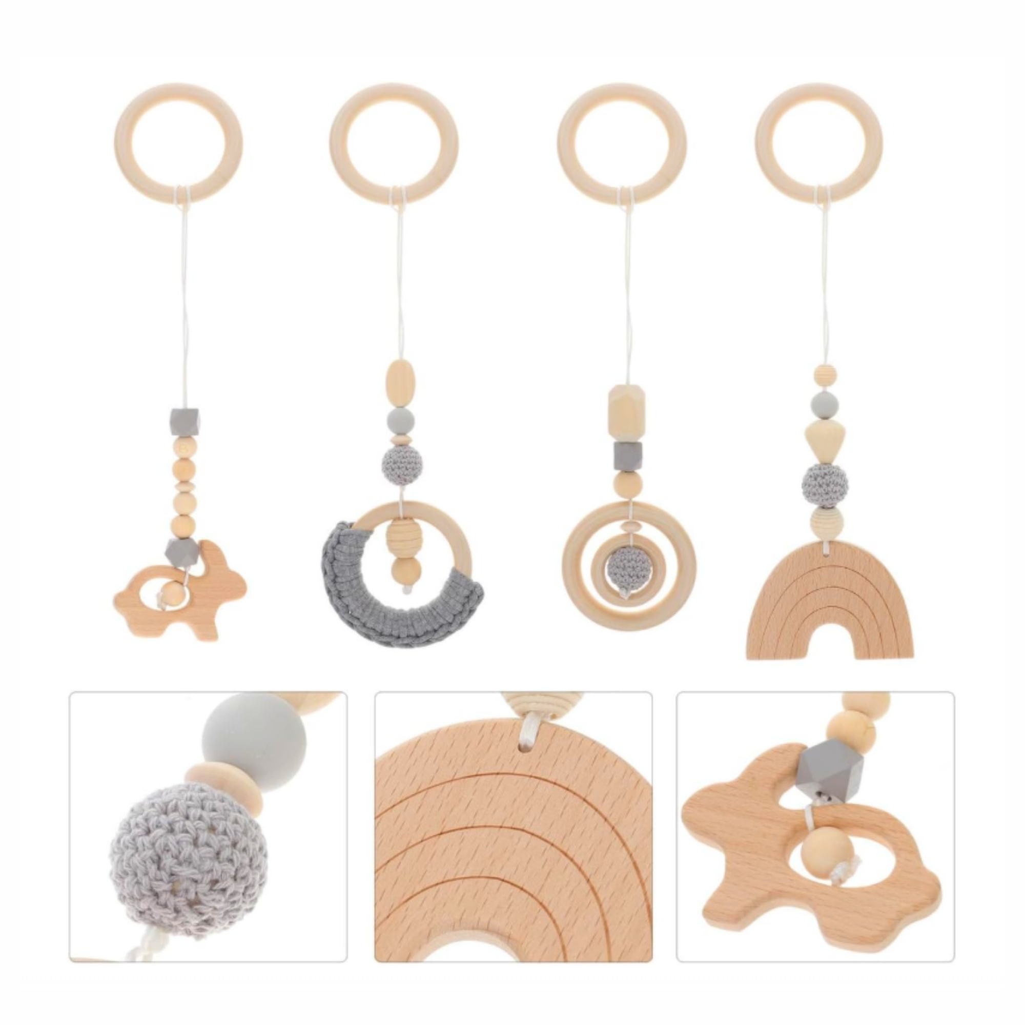 Wooden hanging toy set GREY SKIES