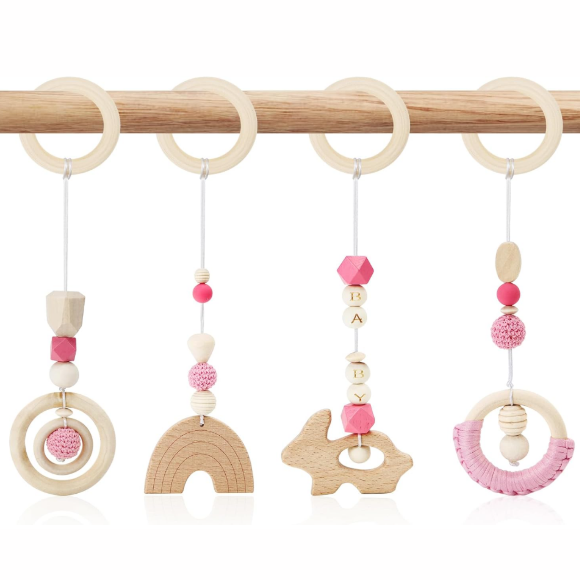 Wooden hanging toy sets PINK RAIN