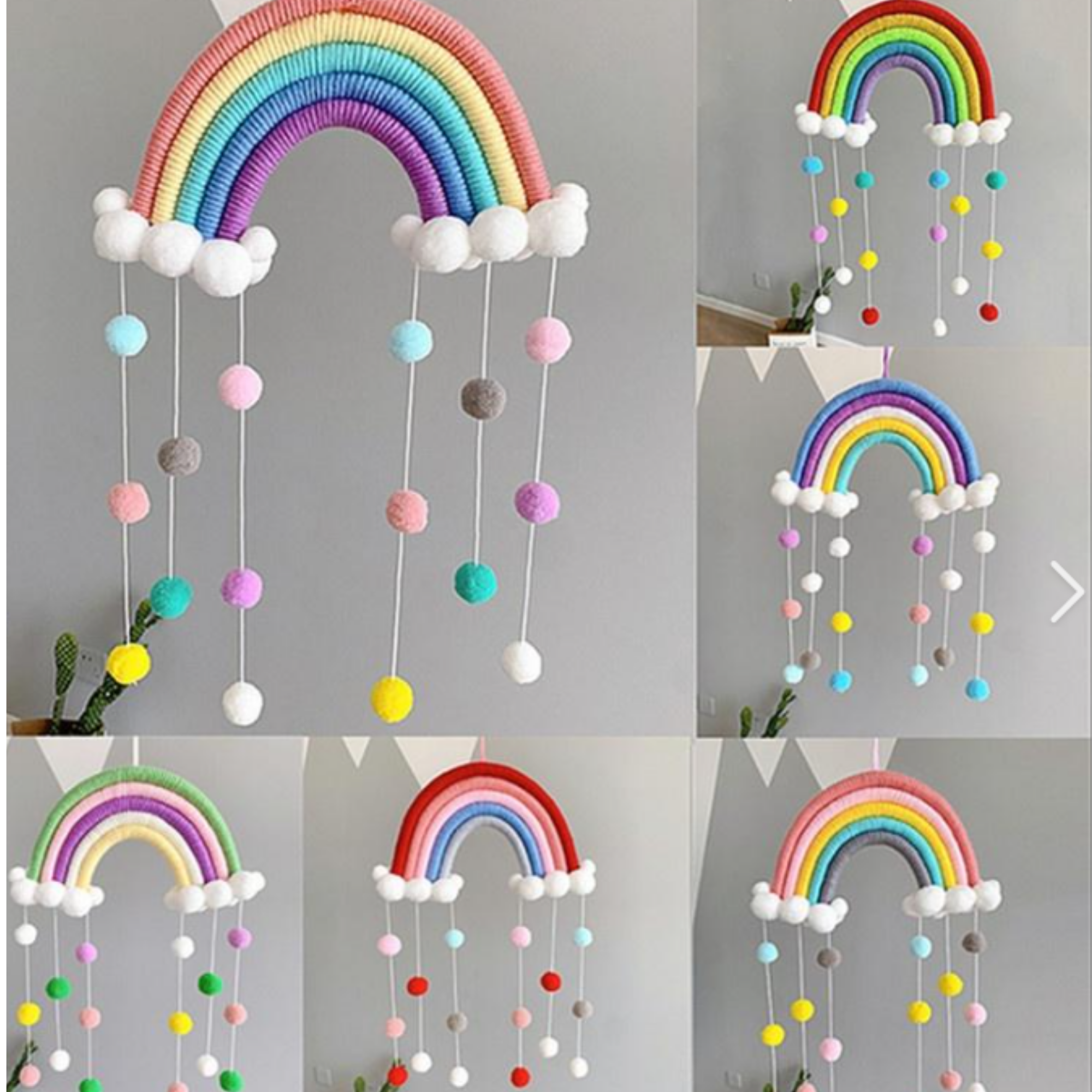 Rainbow Pom Pom wall hanging