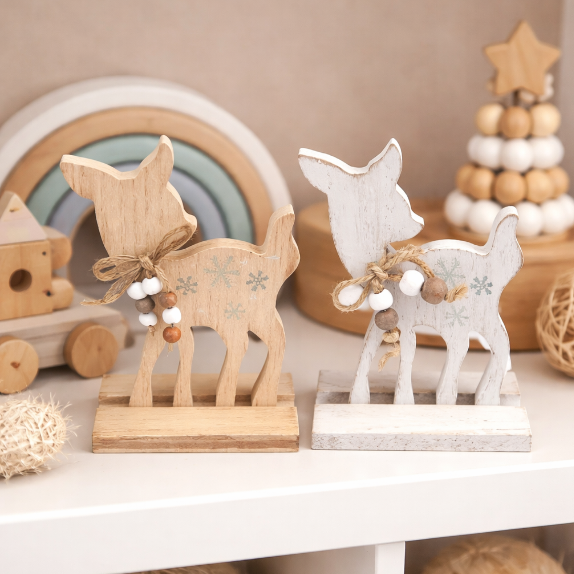 Wooden baby deer ornament - fawn nursery decor