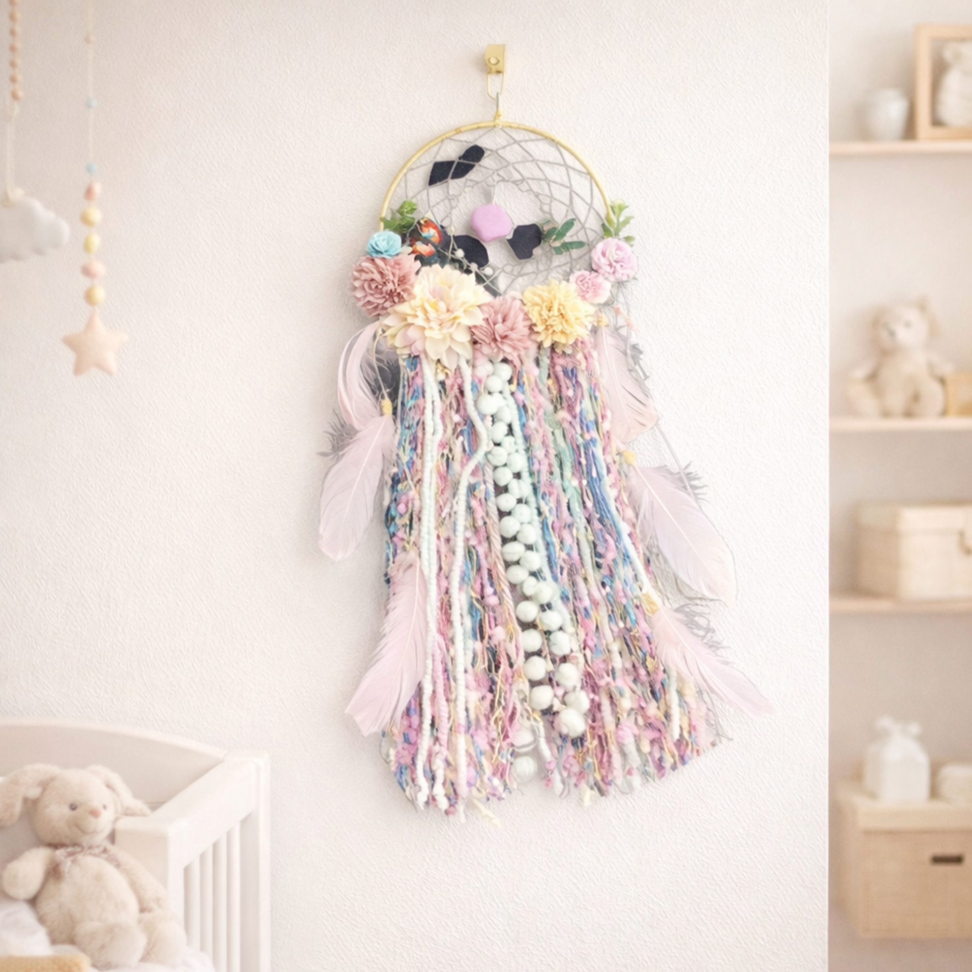 Floral dream catcher colourful nursery and kids bedroom decor