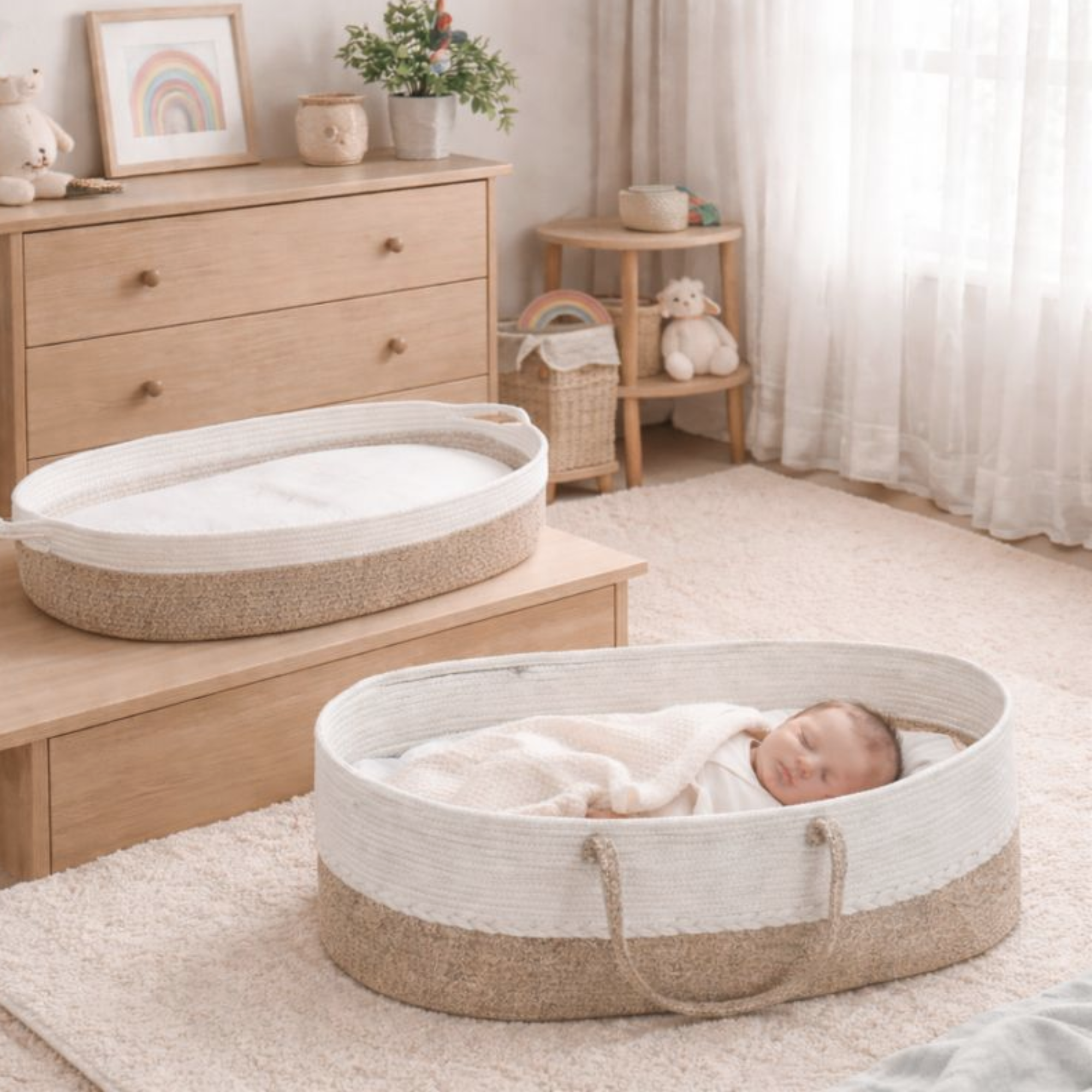 Boho cotton rope moses basket