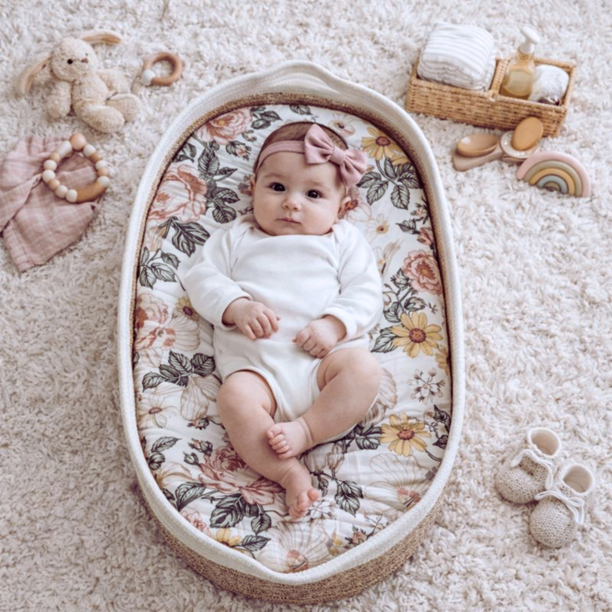 Cotton rope baby change basket