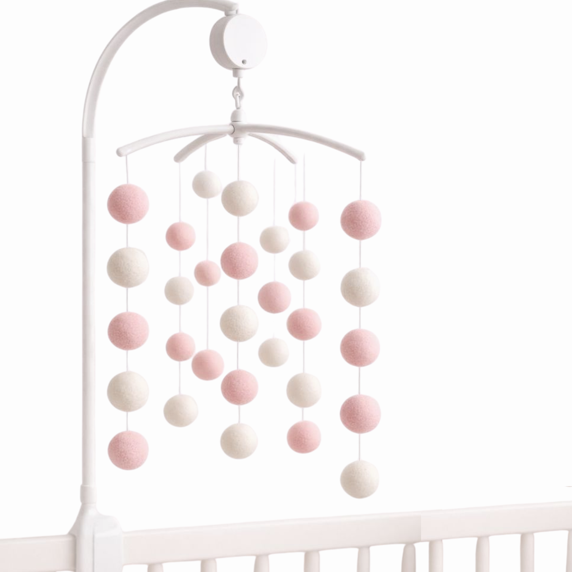 Felt Pom Pom Cot Mobile & Garland Set (4 Pieces) – Handcrafted Nursery Decor