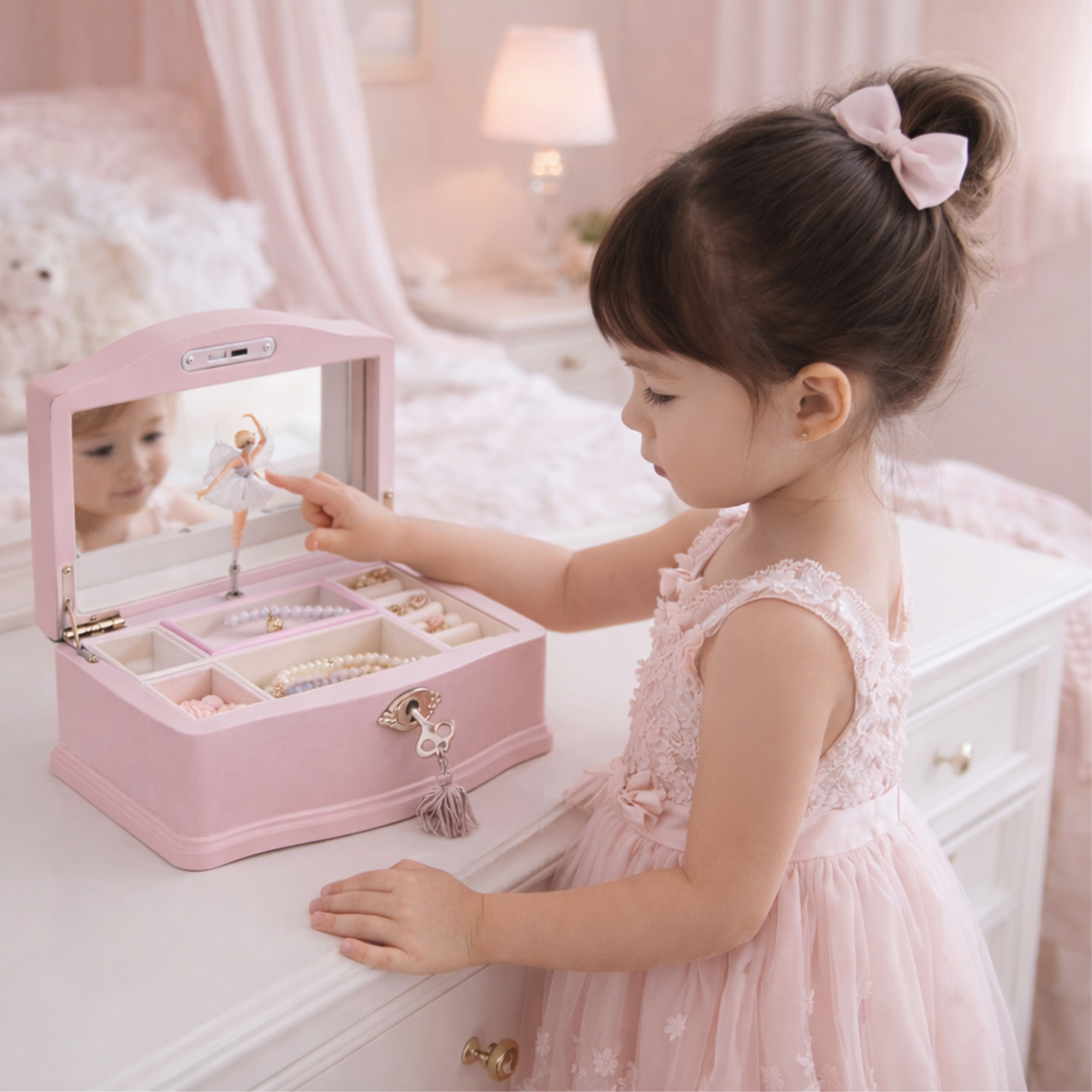 Ballerina musical jewellery box (Swan Lake) PINK (LARGE)