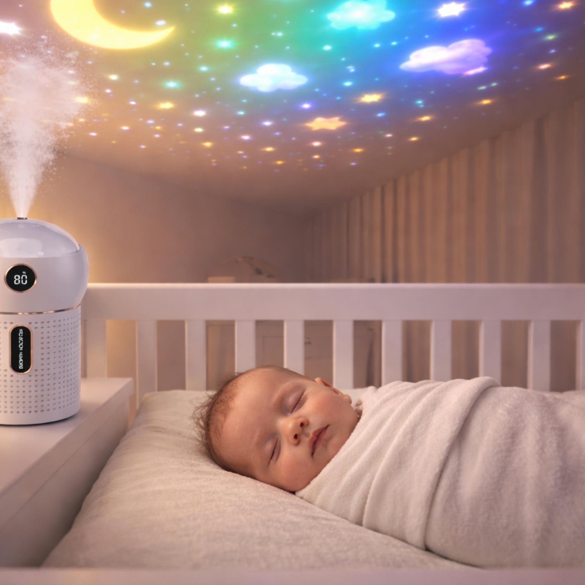 3-in-1 Baby Sleep Machine – Humidifier, Night Light & Projection