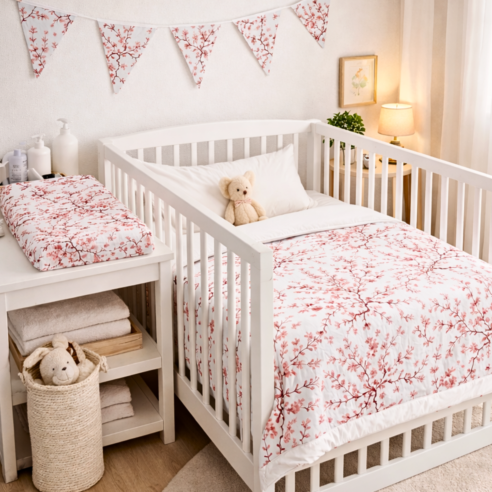 Cot or Toddler bedding set CHERRY BLOSSOM