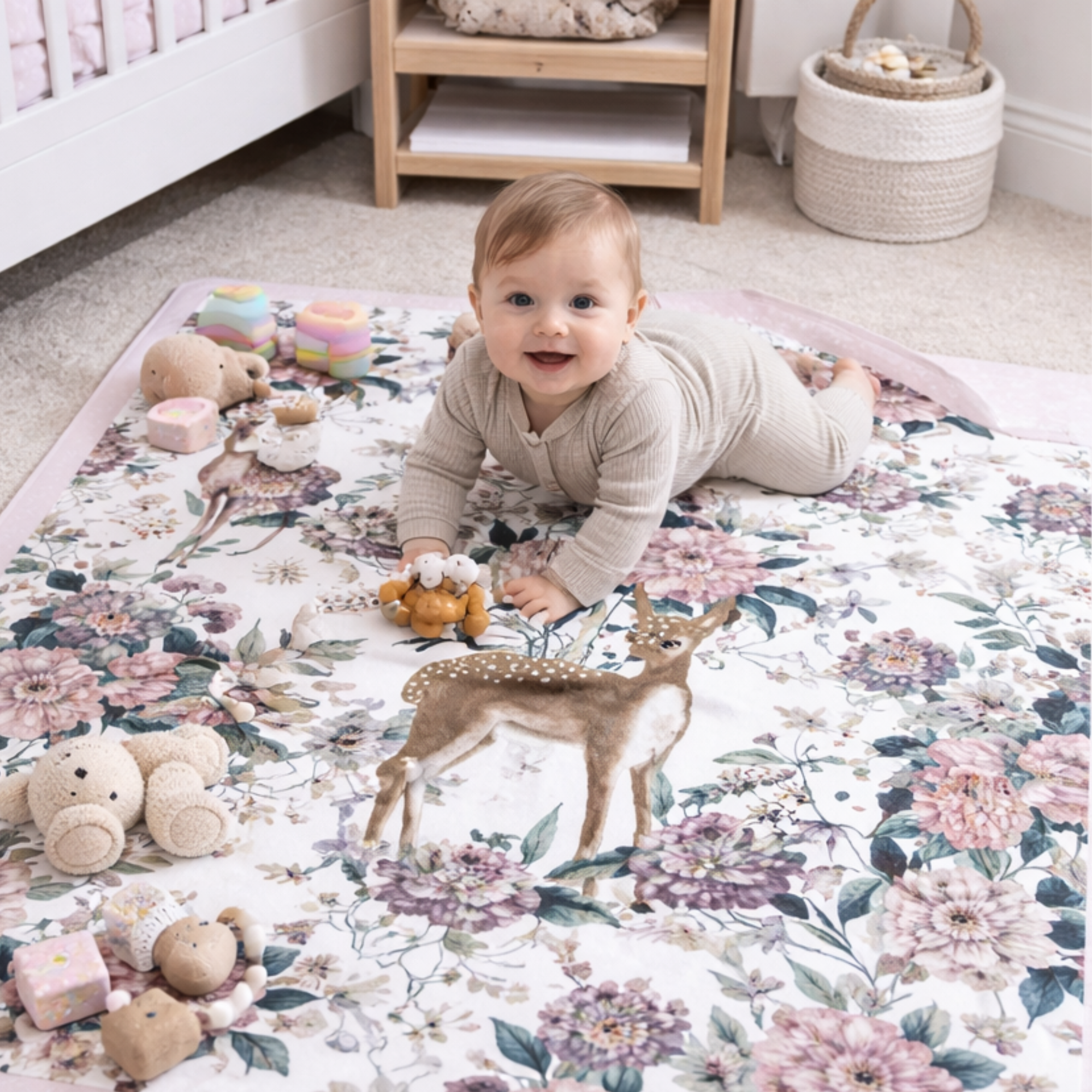 Double sided cot or toddler bedding set AUS MADE - FOREST FRIENDS