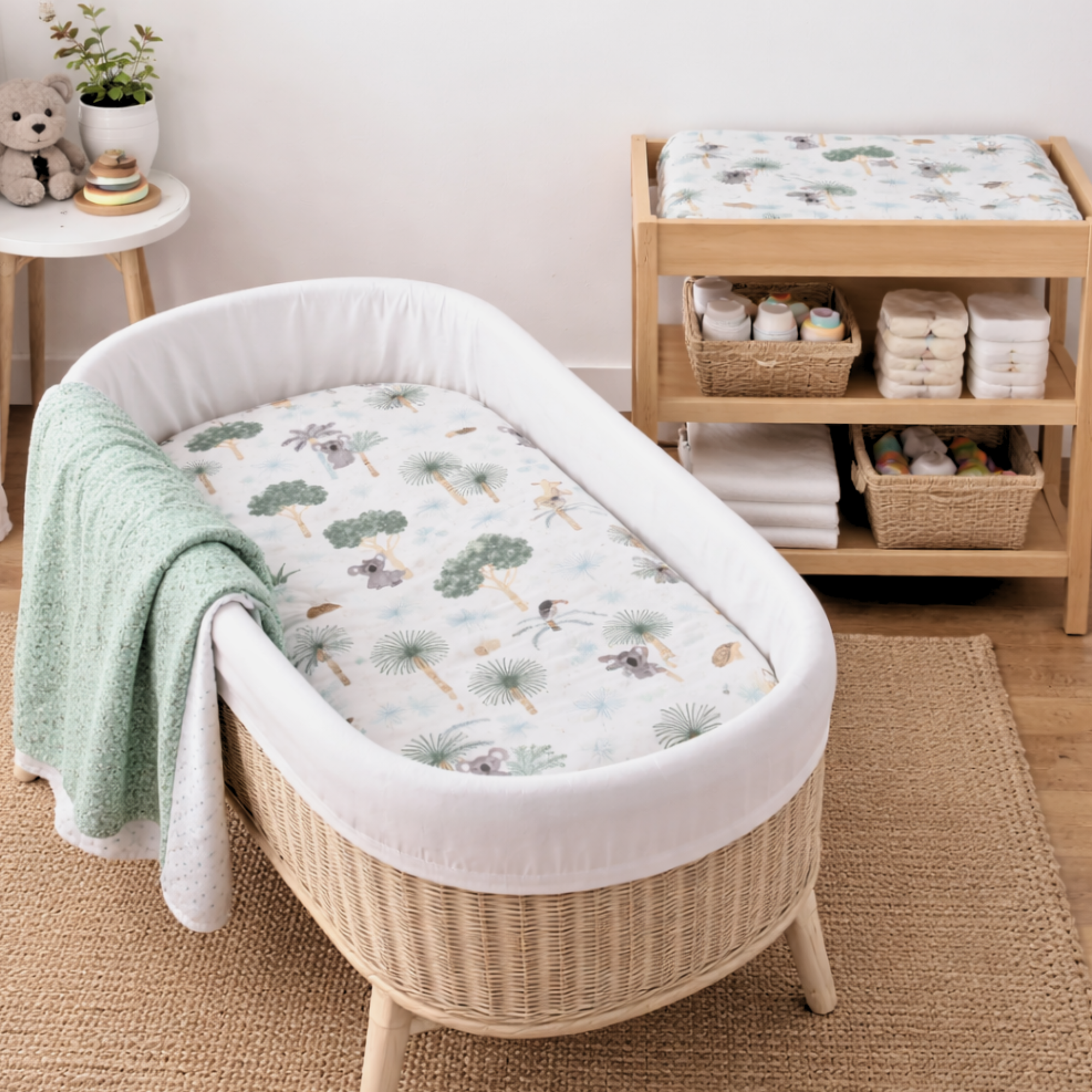 Bassinet bedding - full nursey set AUSTRALIANA     AUS MADE