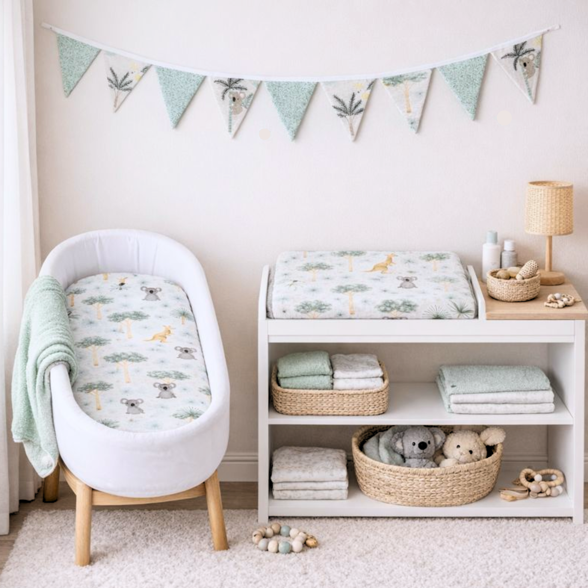 Bassinet bedding - full nursey set AUSTRALIANA     AUS MADE