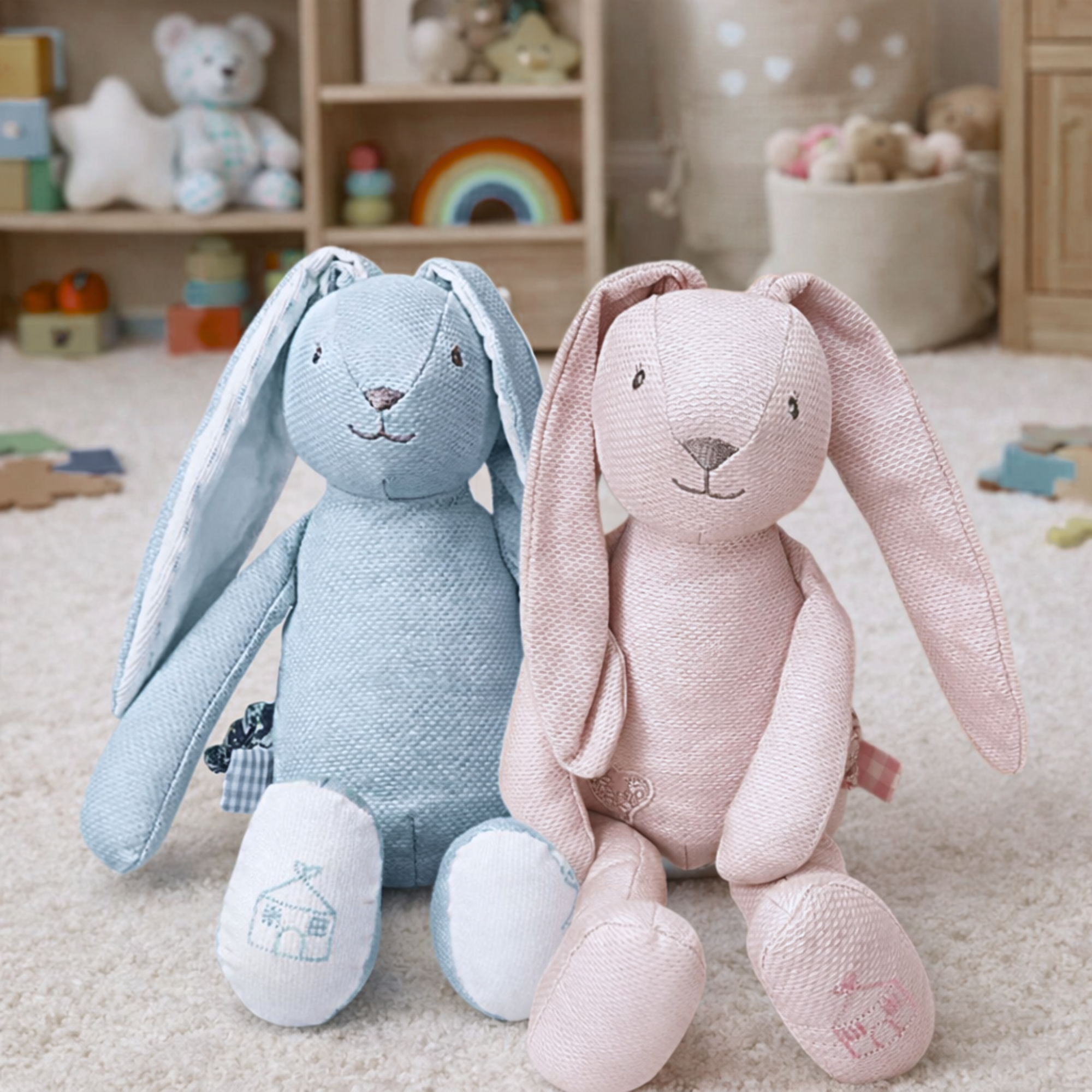 Bunny soft toys in PINK OR BLUE