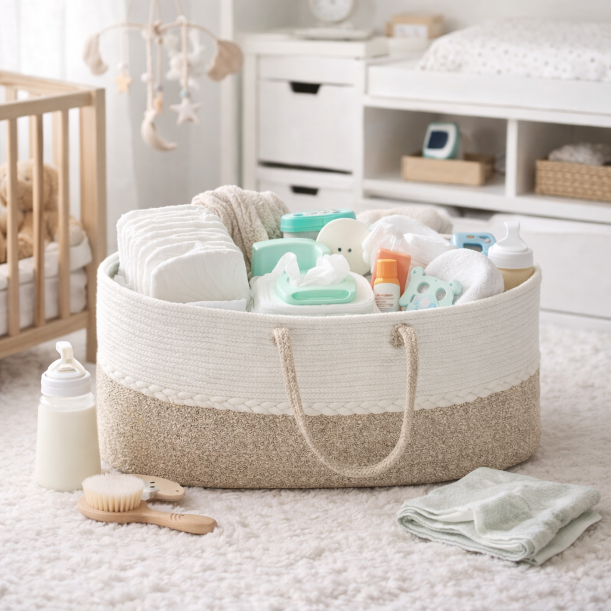 Boho cotton rope moses basket