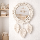 Cotton rope macrame feather mirror