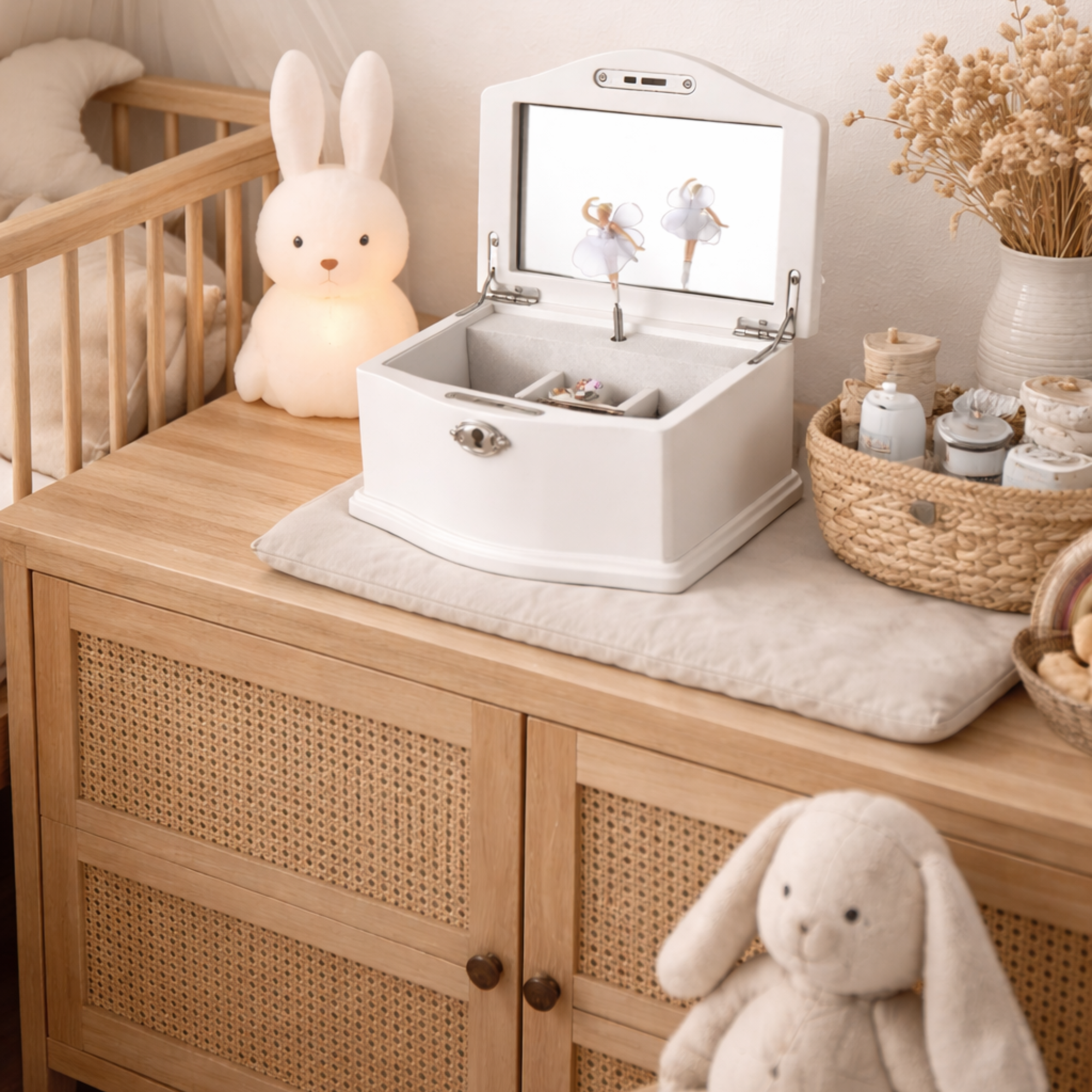 Ballerina musical jewellery box (Swan Lake) WHITE (MEDIUM)