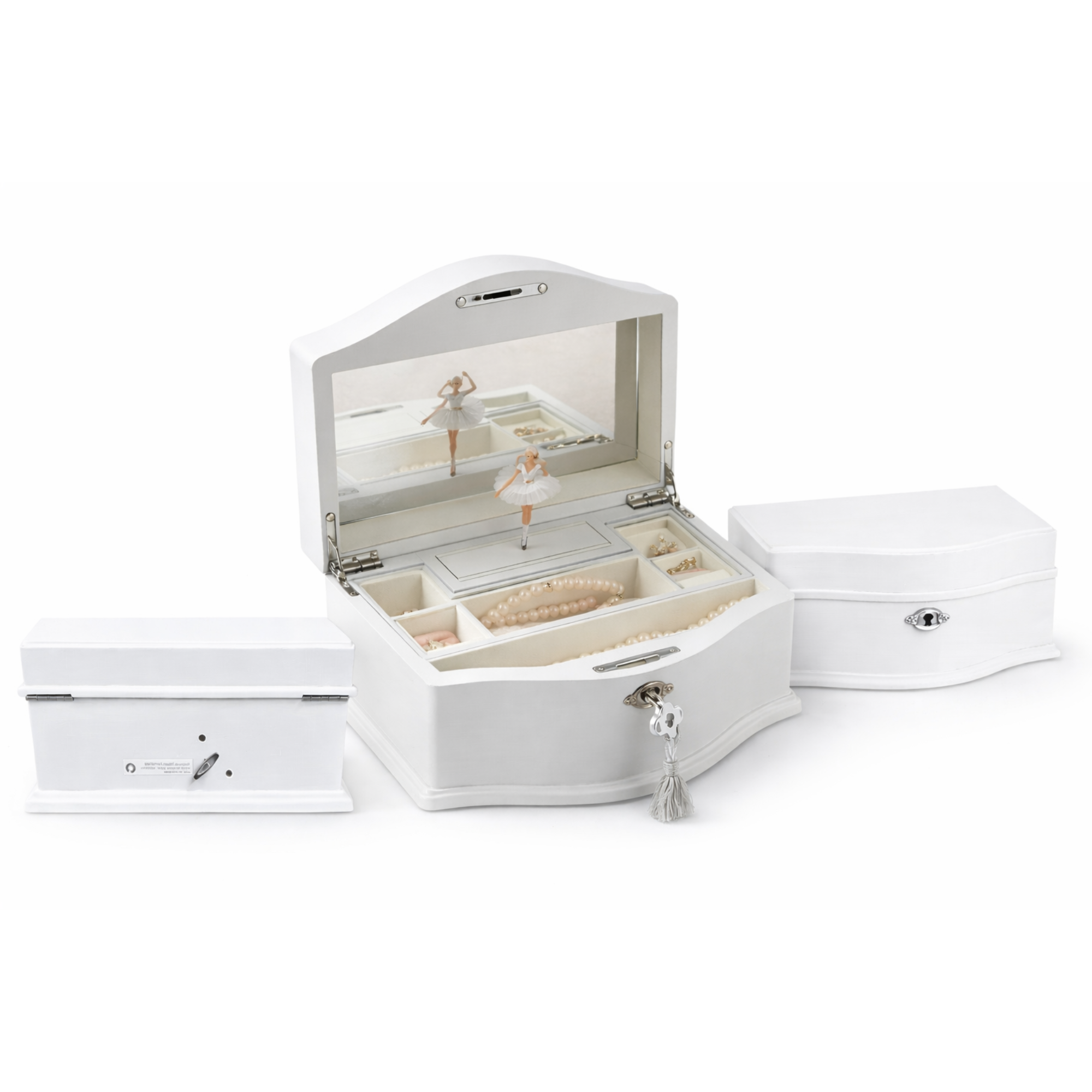 Ballerina musical jewellery box (Swan Lake) WHITE (LARGE)