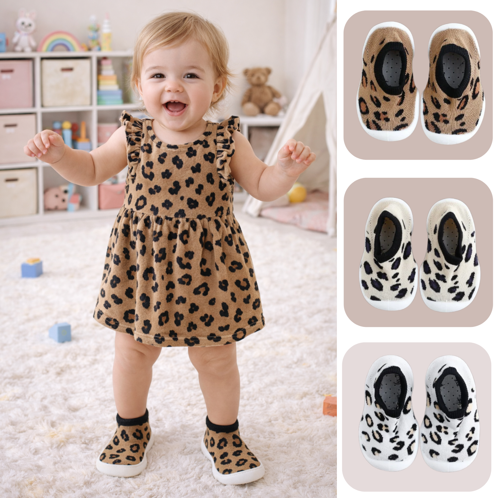 Anti-slip toddler socks pre-walker with grip soles