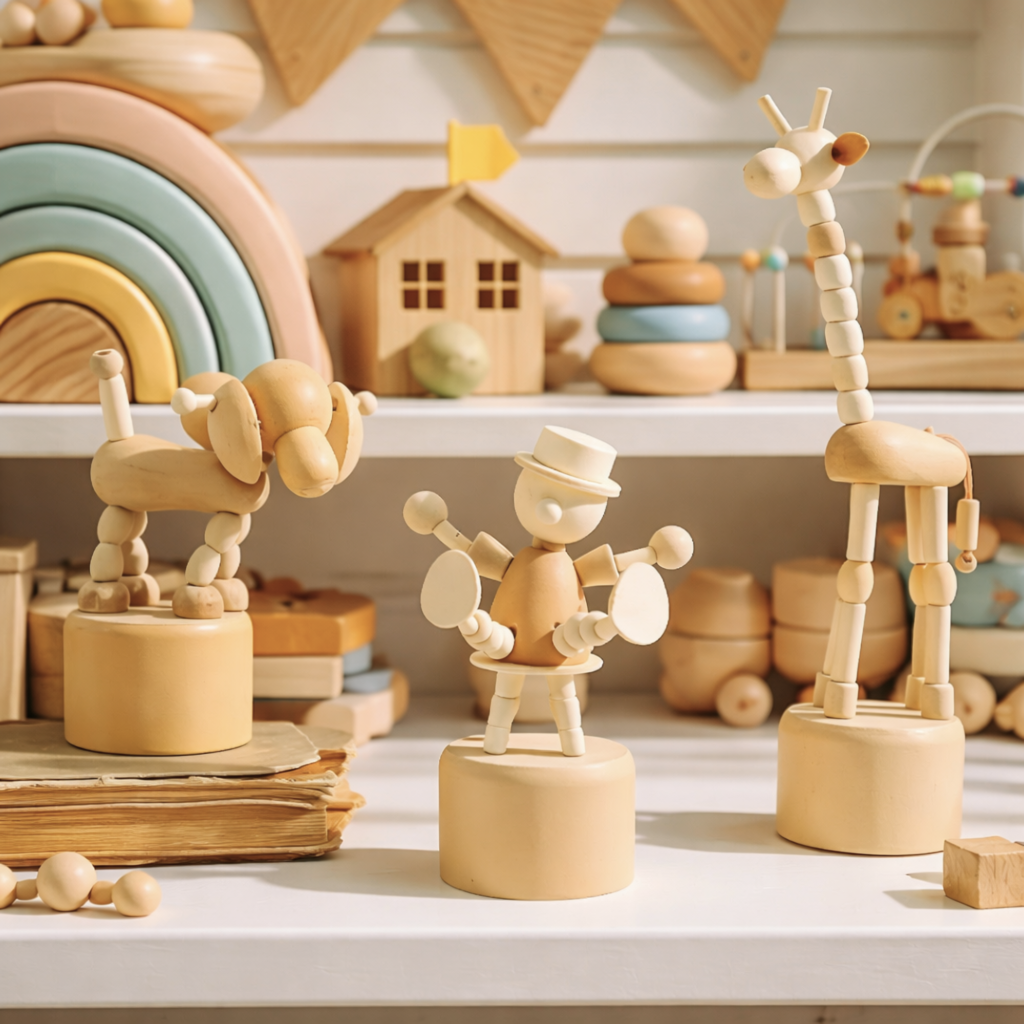 Wooden puppet figurines SET OF 3