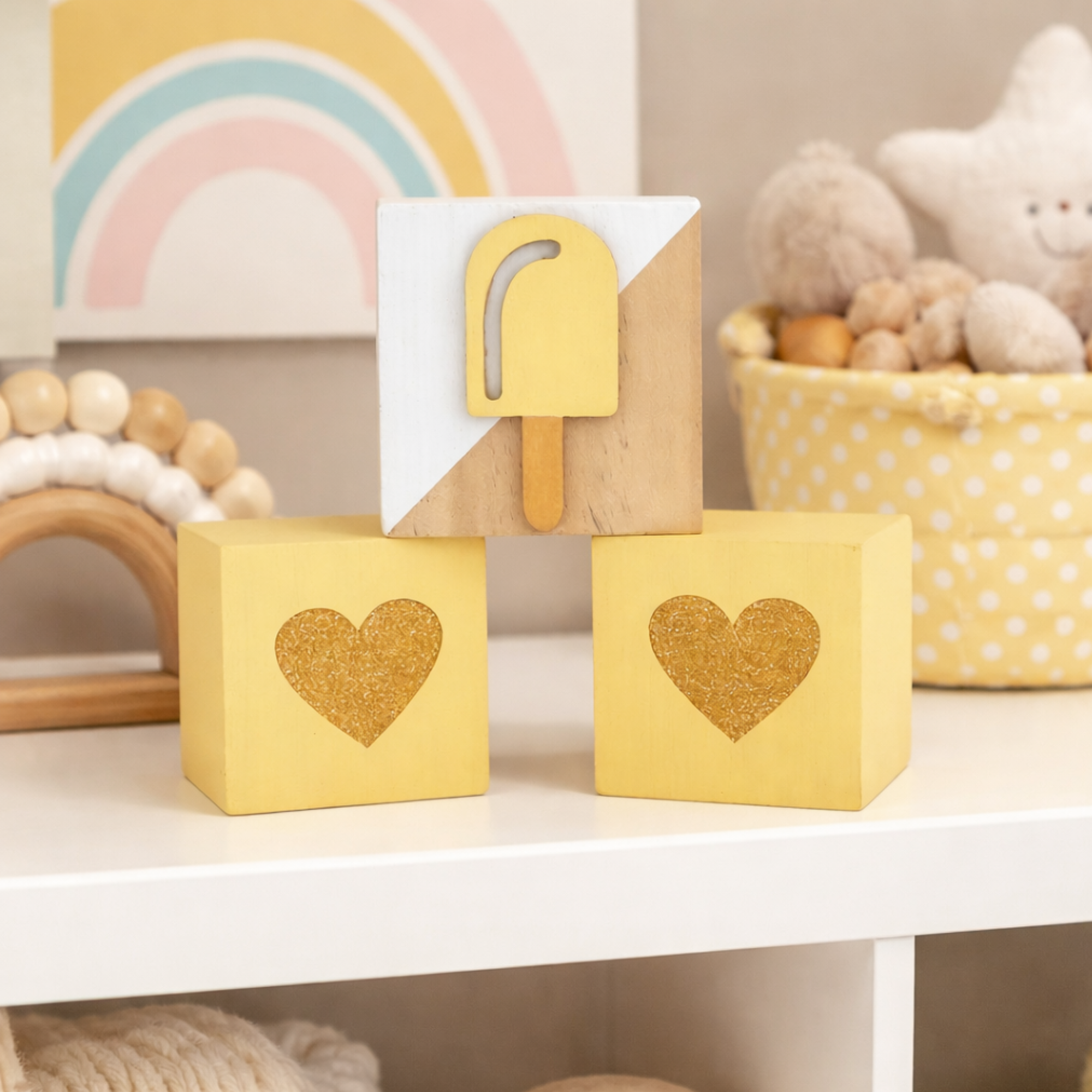 Decorative Wooden Cubes – 3 Pack | Nursery Décor & Baby Room Accessories