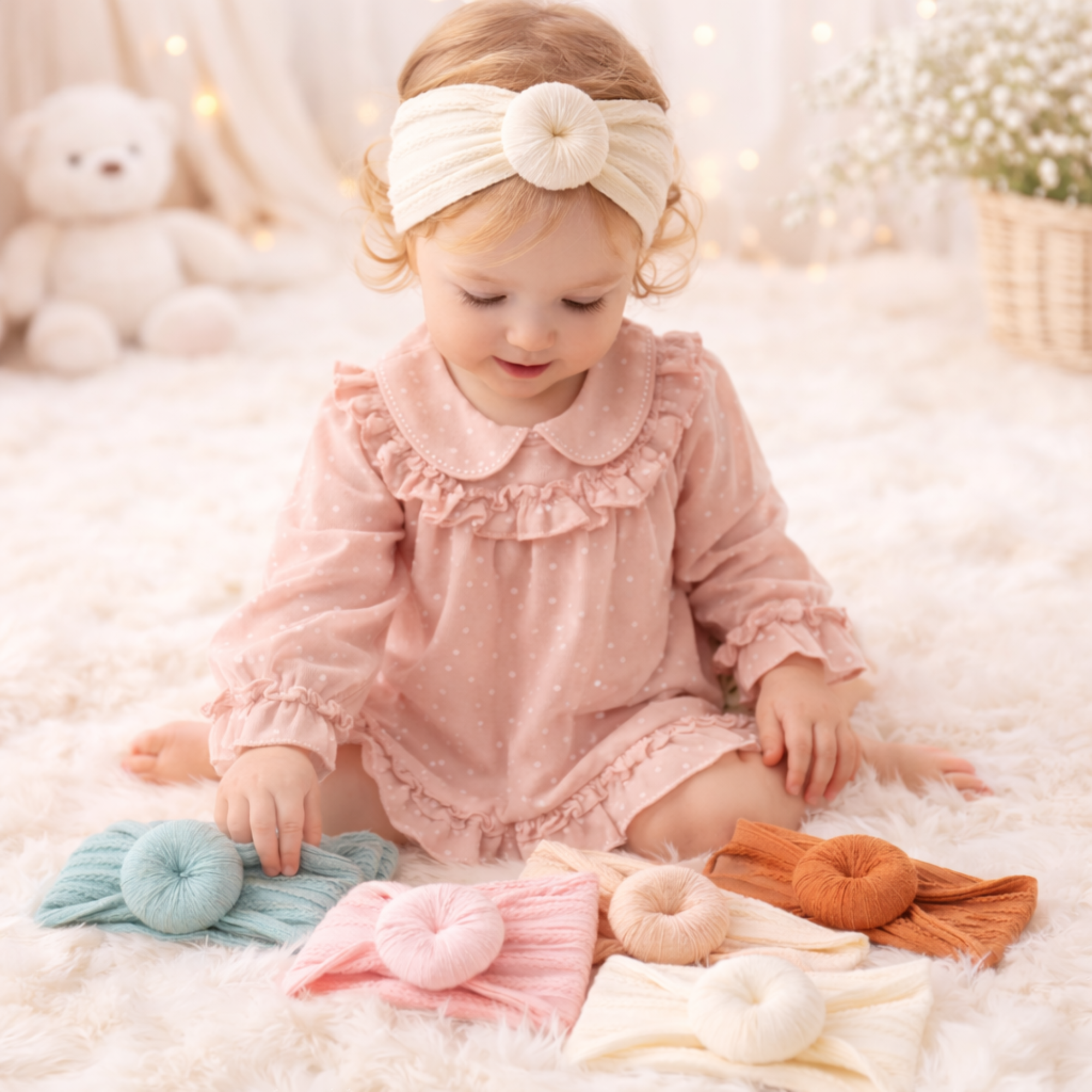 Baby girl headbands, donut knot style, perfect for everyday wear or gifting