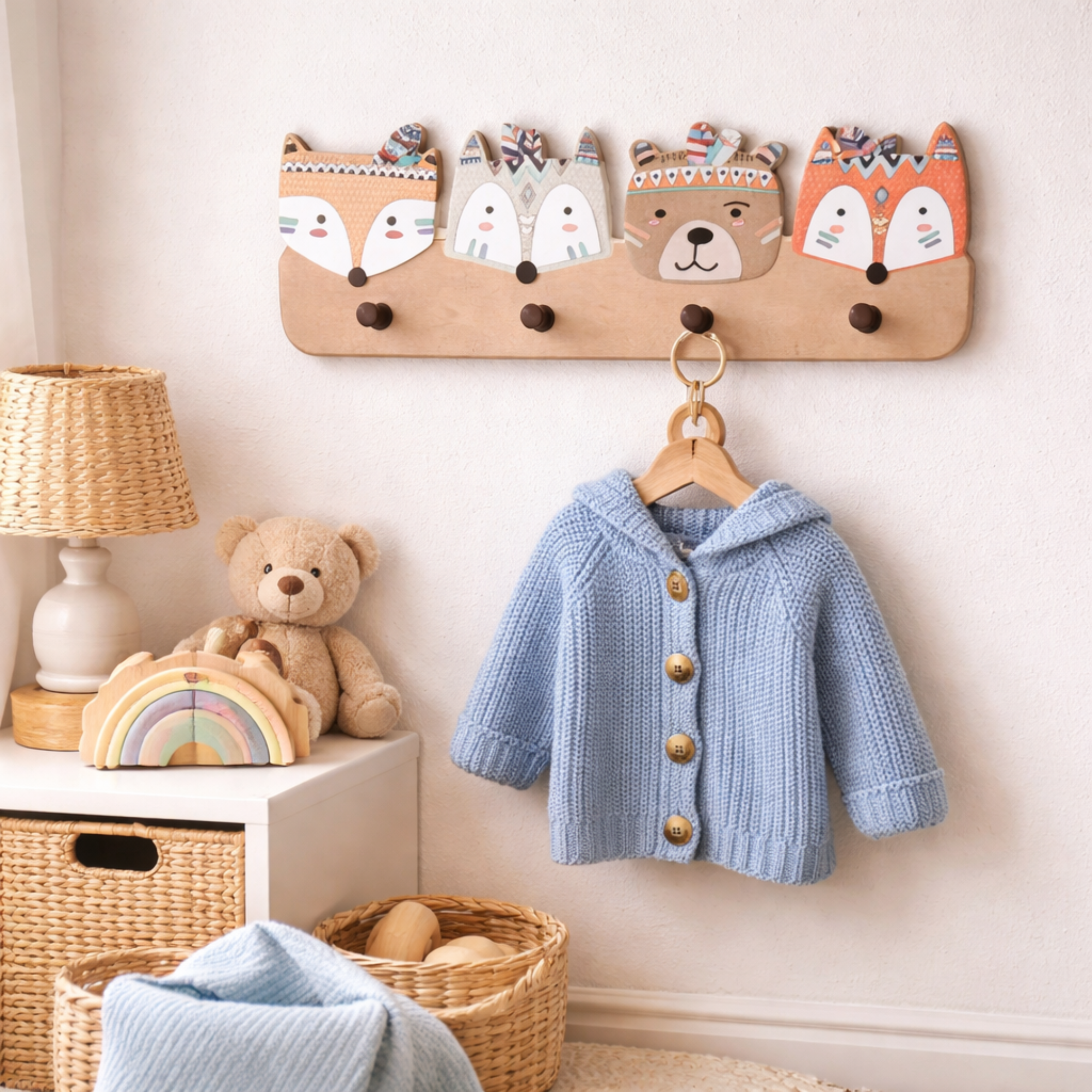 Wall mounted kids coat hooks