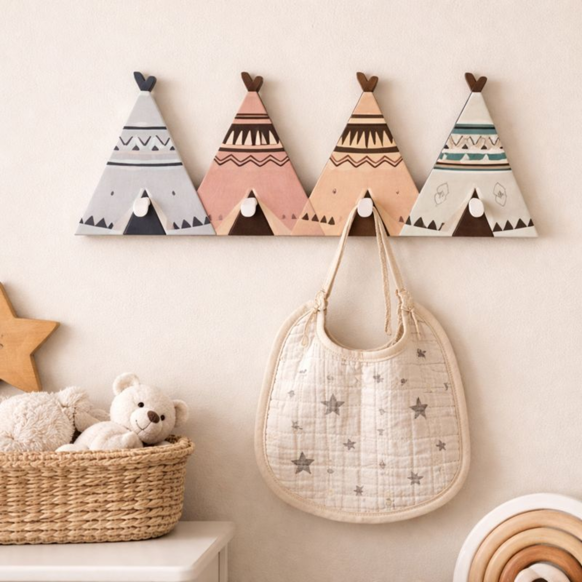 Wall mounted kids coat hooks