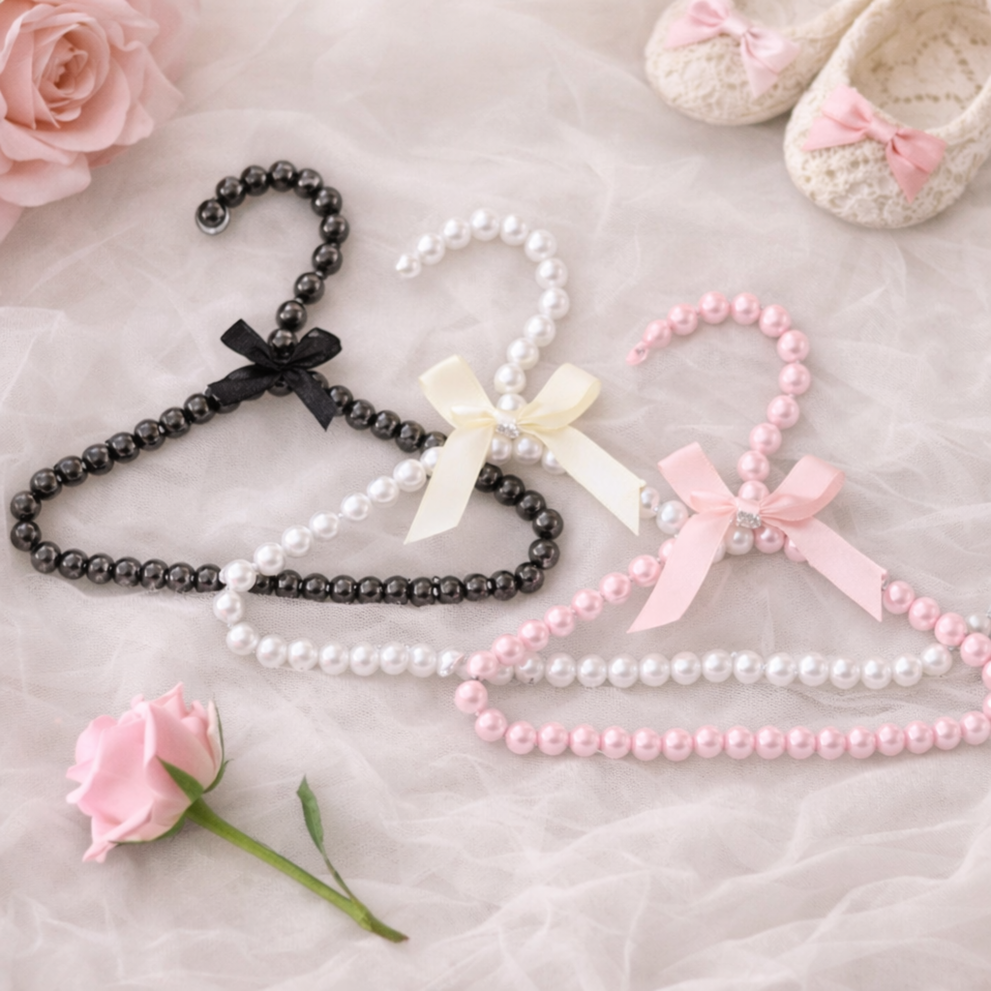 Baby pearl look coat hangers - pack of 5