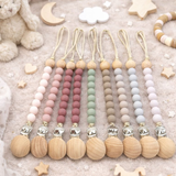 Silicone Bead Dummy Clip – Food Grade Baby Dummy Chain with Wooden Clip
