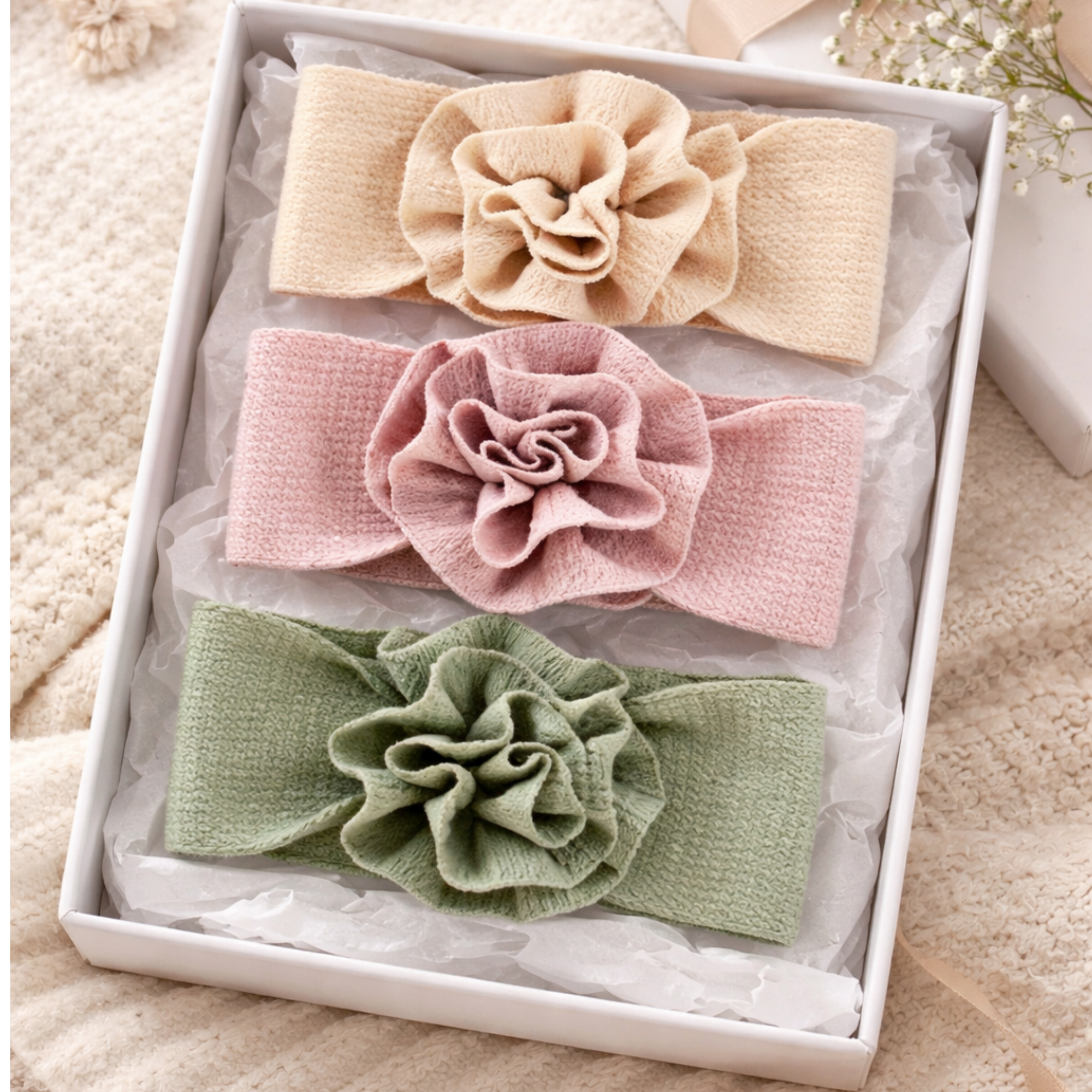 Scrunch knot baby headbands - 3 pack in BLOOM