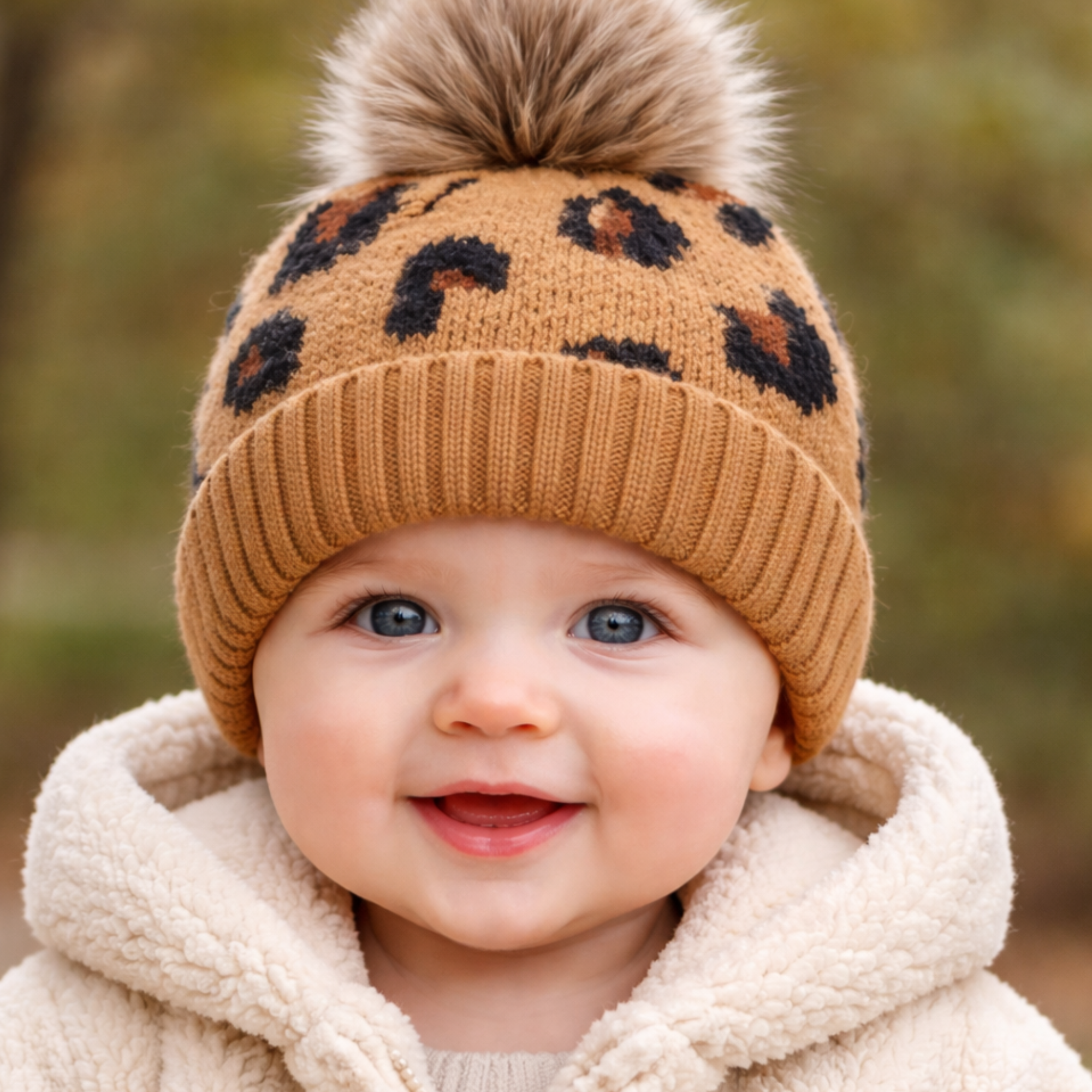 Leopard Print Baby Beanie – Super Cute & Snuggly