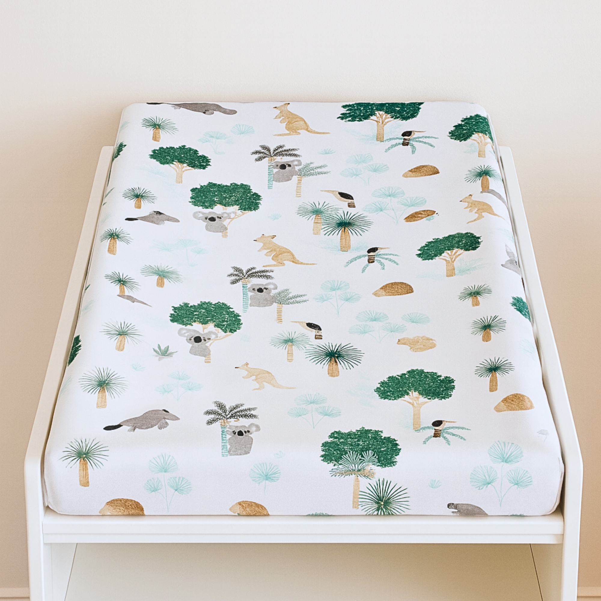 Double sided Newborn bassinet bedding set AUSTRALIAN WOODLAND