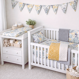 Aus made Double sided cot or toddler bedding set BLUEBIRD BUTTERCUP