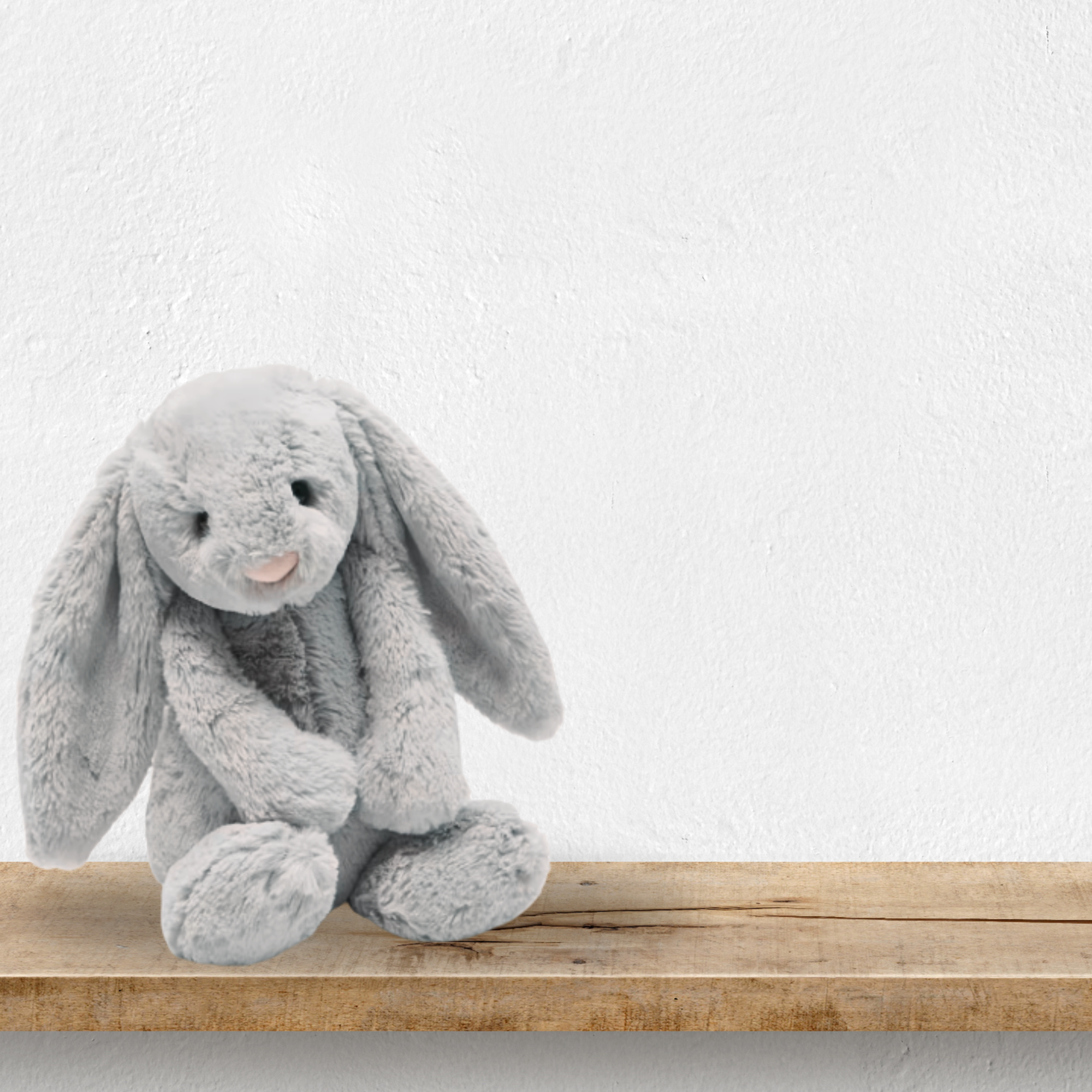 Large plush bunny soft toy 45cm tall, baby comforter and keepsake made from soft fabric for cuddling and nursery décor.