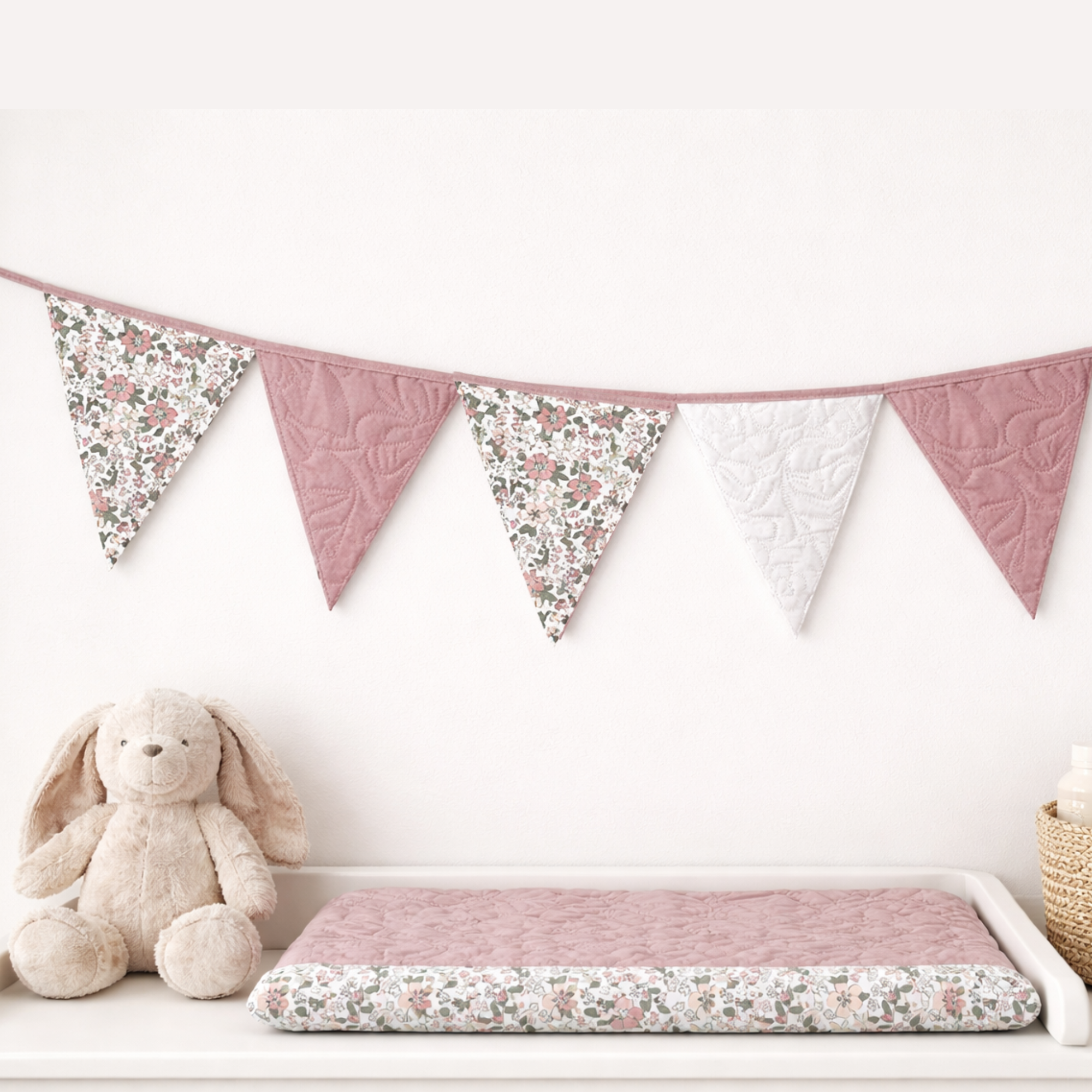 Double sided cot or toddler bedding set DUSTY BLOOM
