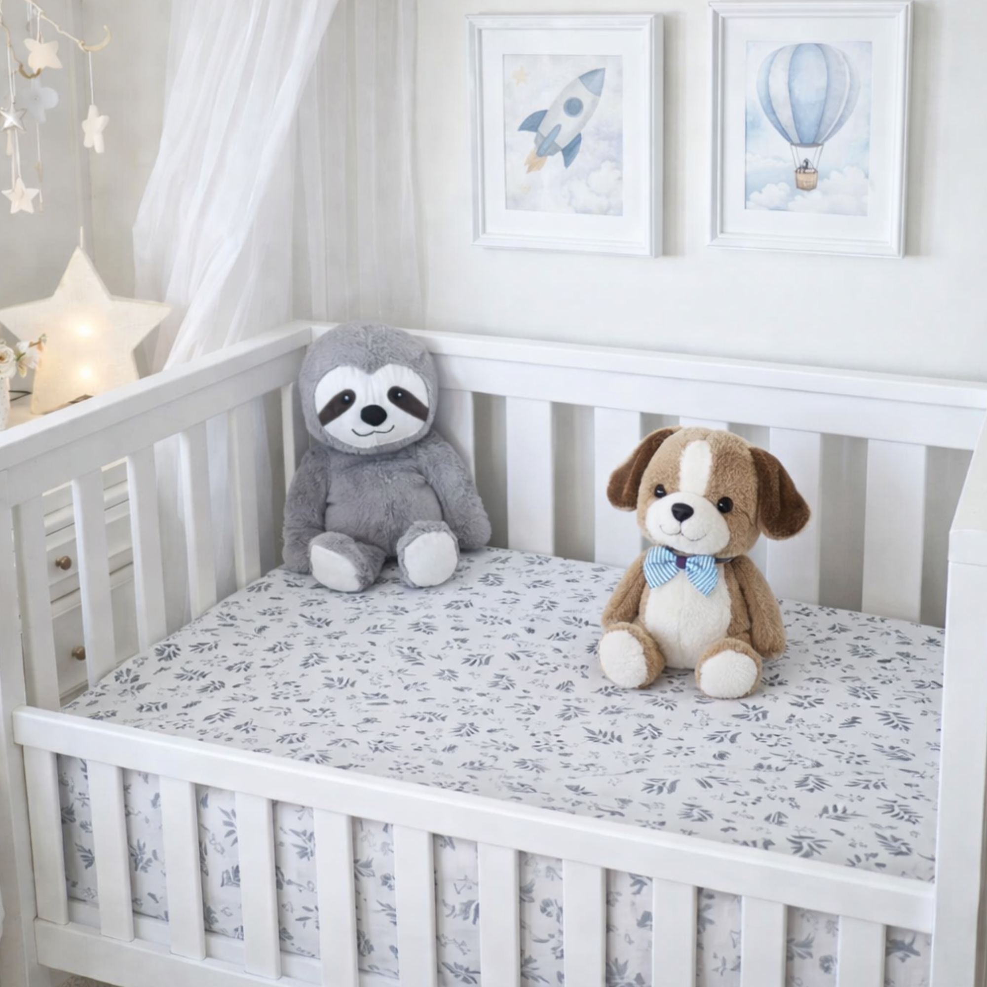 Organic cotton cot fitted sheet NATIVE GREY