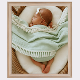 Tassel fringed boho baby swaddles in MINT