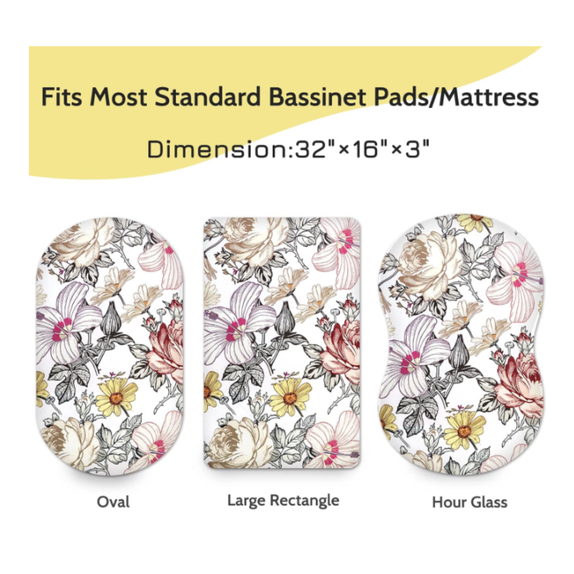 Fitted bassinet sheet or moses basket sheet FLORAL