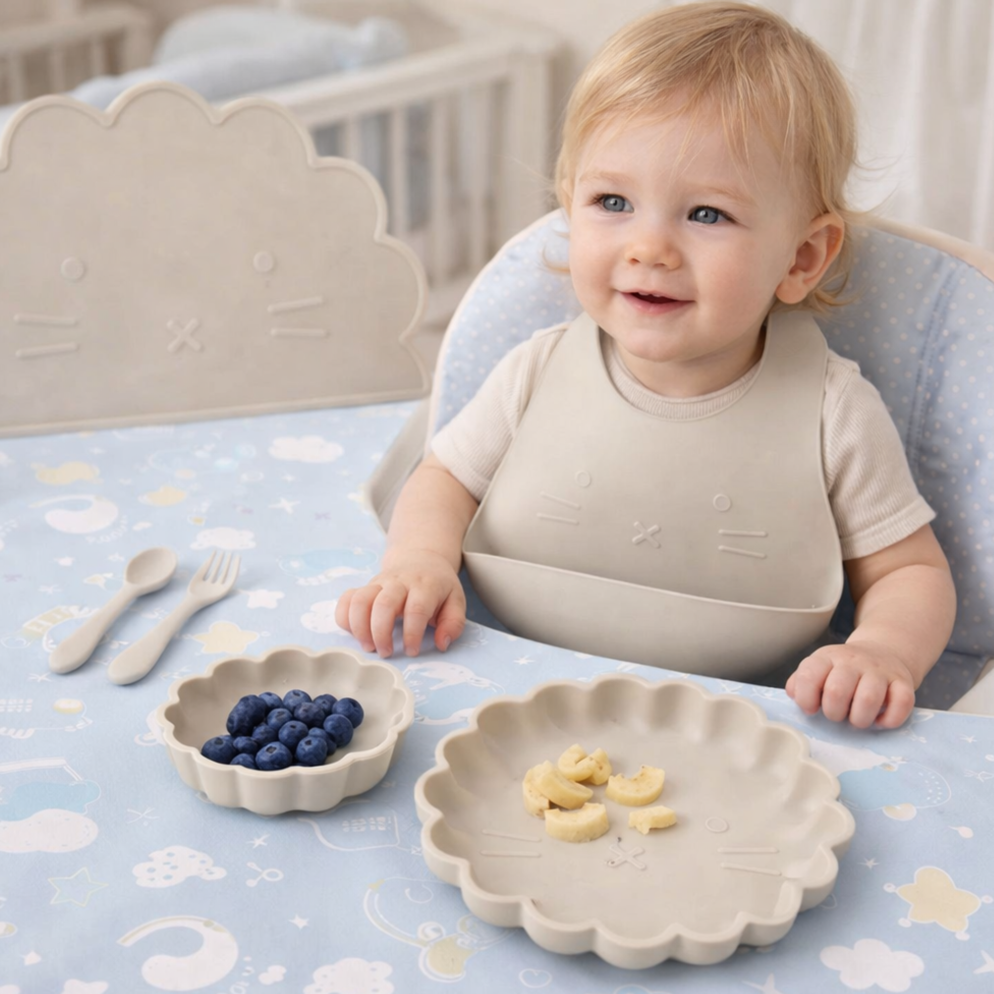 6 piece silicone baby feeding sets VARIOUS COLOURS