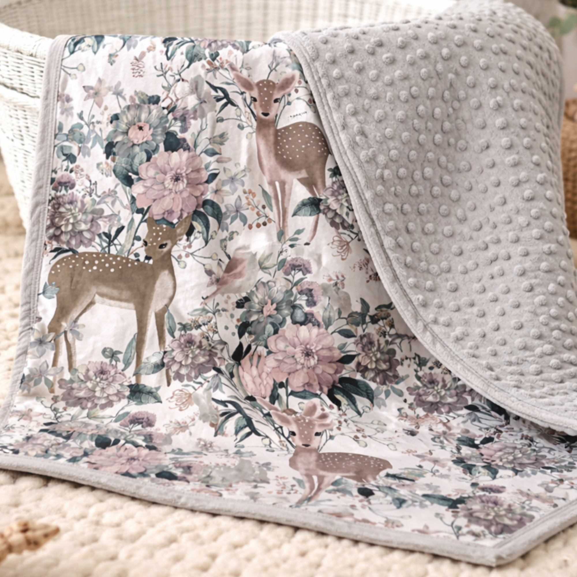 Double sided cot or toddler bedding set AUS MADE - FOREST FRIENDS