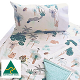 Australian Green cot / toddler bed nursery set - hand made DOUBLE SIDED baby bedding