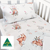 Cuddly Creatures Cot / Toddler Bed Set - hand made baby bedding (5 pieces)