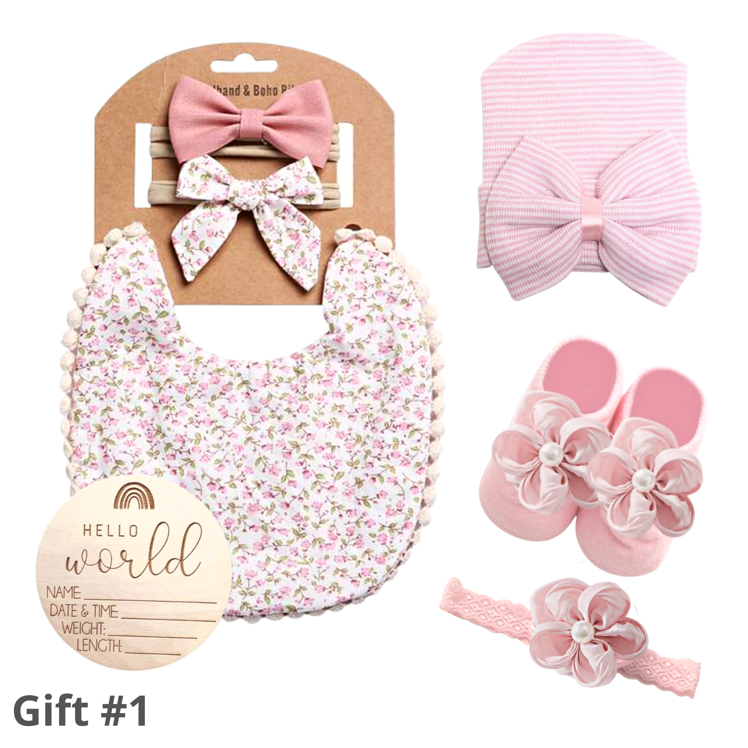 Traditional newborn gift sets - 7 piece vintage baby girl keepsake gift